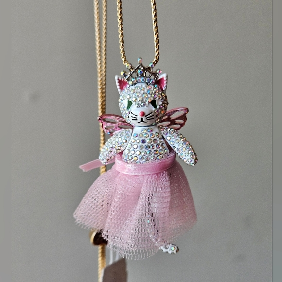 Betsey Johnson Cat Fairy Pendant Slider Necklace - Picture 10 of 16